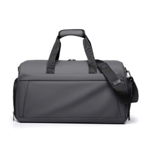 Reisetasche mit Schuhfach in Grau mit Tragegriff und Schultergurt, Vorderansicht
